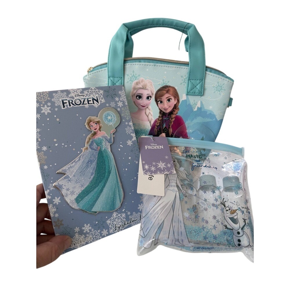 Disney Frozen Blue Eyeshadow Palette Travel Bottle Kit & Tote Bag Set